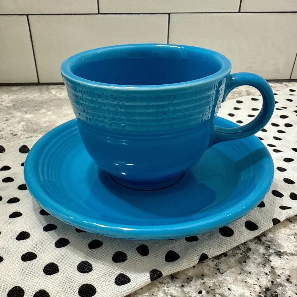 Vintage Fiesta Teacup & Saucer in Cornflower – Homer Laughlin Ceramic